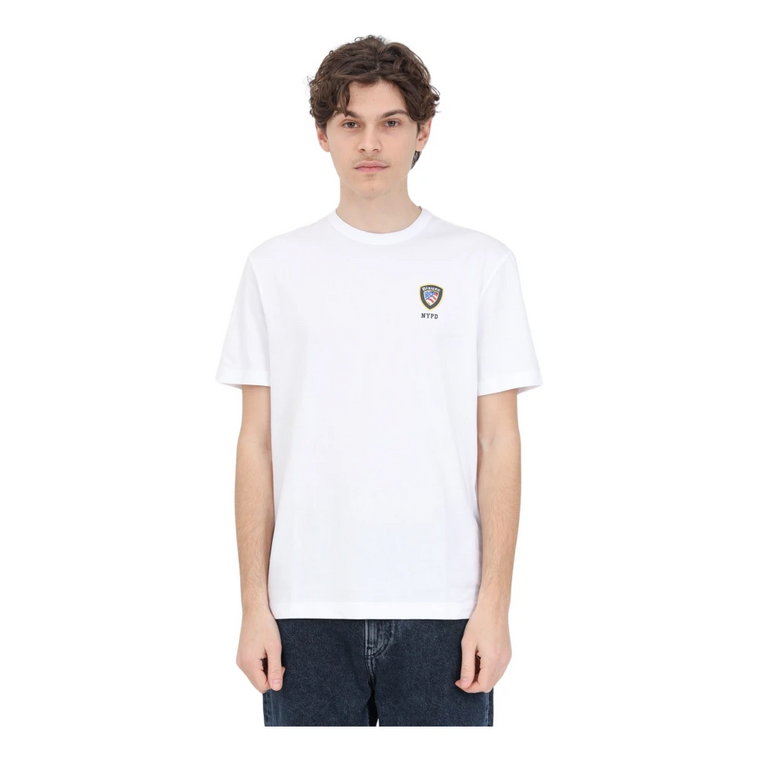 Biała koszulka z nadrukiem logo dla mężczyzn Blauer