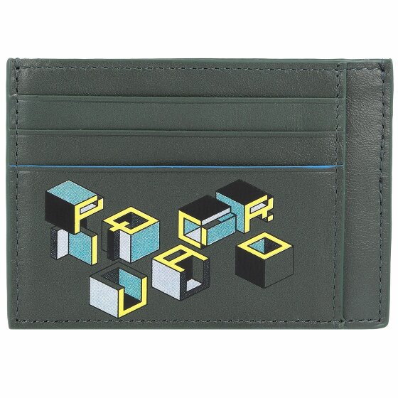 Piquadro Blue Square Revamp Etui na karty bankowe RFID skórzana 11,5 cm green-yellow/graphic