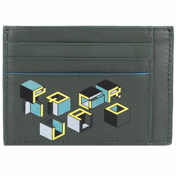 Piquadro Niebieskie skórzane etui na karty kredytowe Square Revamp RFID 11,5 cm green-yellow/graphic