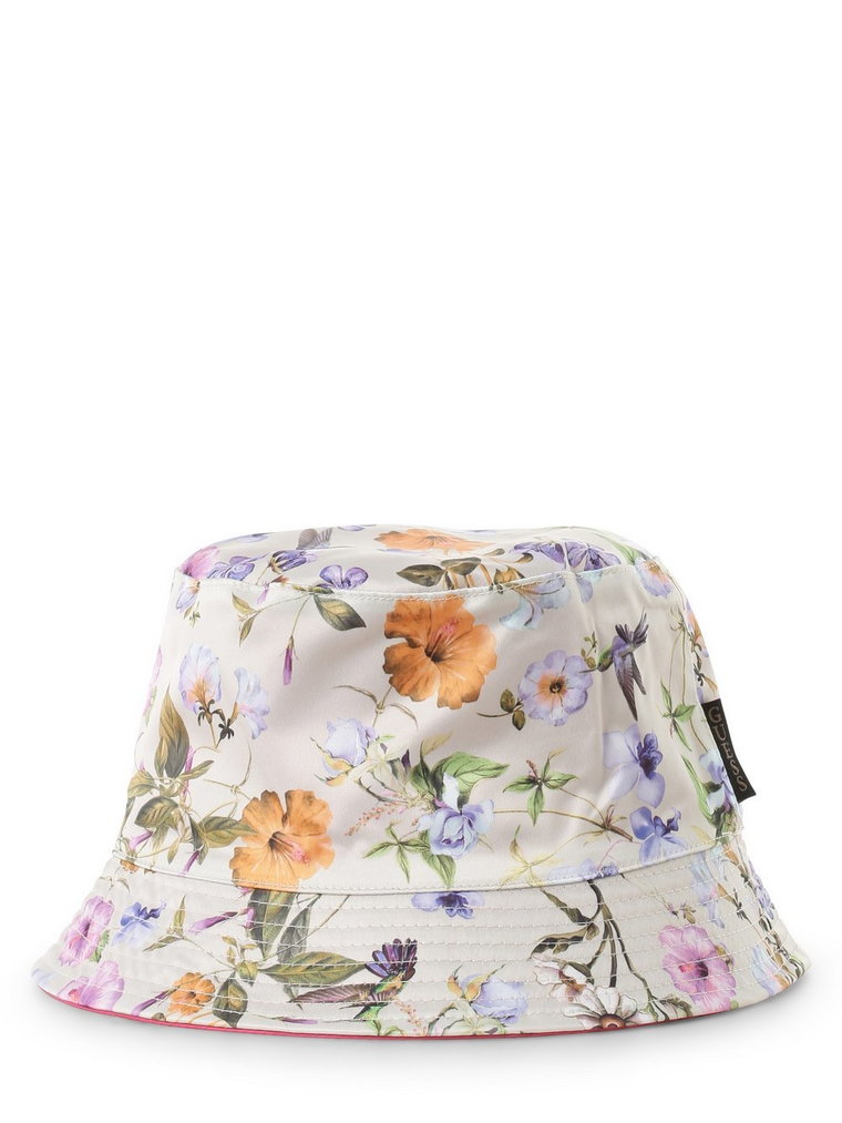 GUESS - Damski bucket hat z dwustronnym wzorem, beżowy|wyrazisty róż