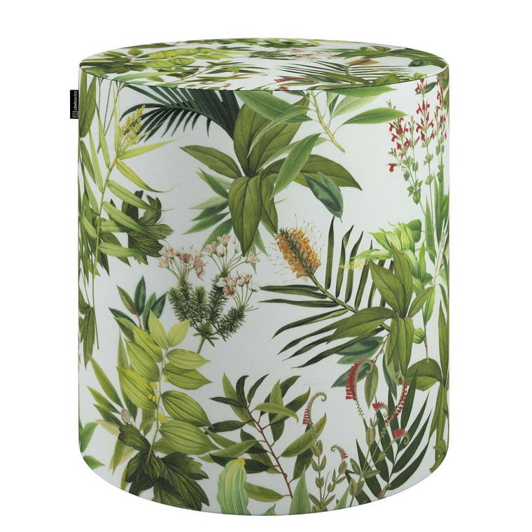 Puf Barrel, zielono-czerwona rośliność na białym tle, ø40, wys. 40 cm, Tropical Island