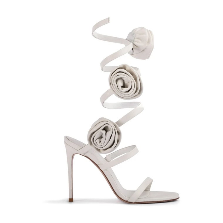Białe Sandały z Kwiatową Aplikacją Le Silla