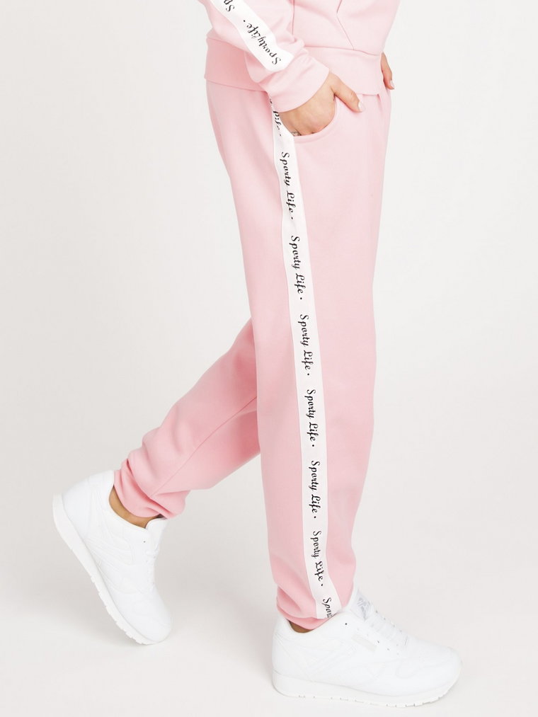Spodnie dresowe sportowe damskie różowe XL