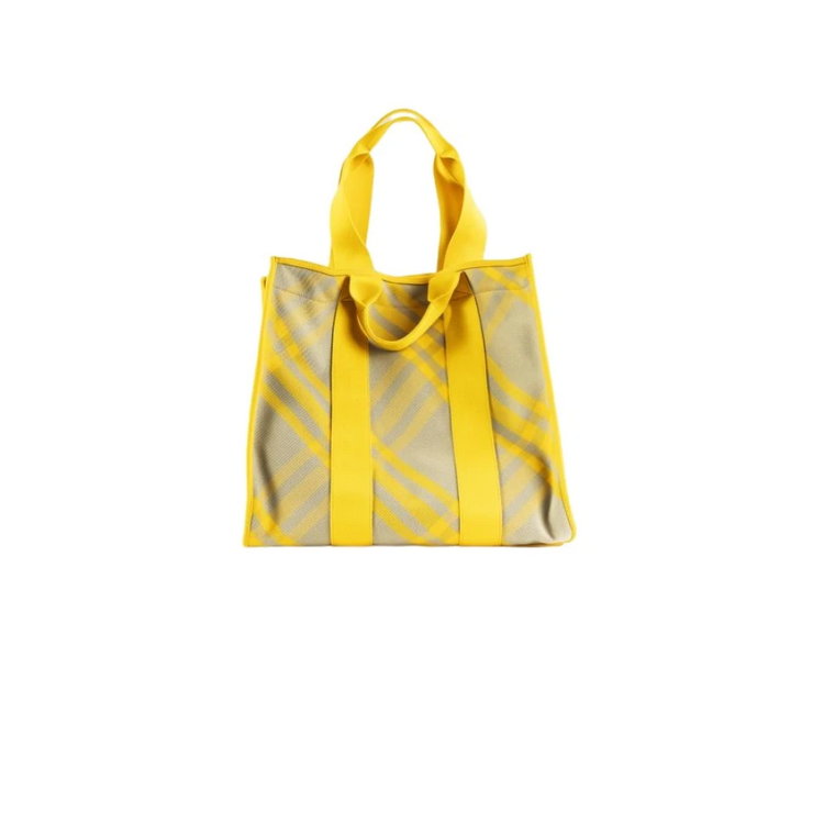 Żółta torba Shopper XL w kratkę Burberry