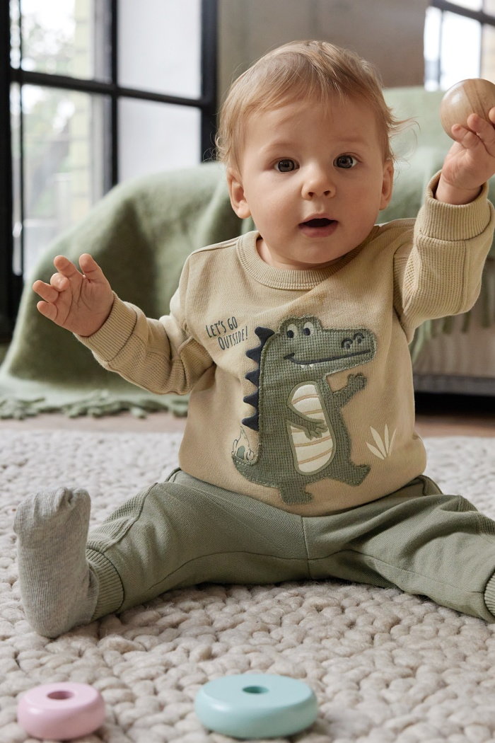 C&A Dinozaur-bluza niemowlęca, Beżowy, Rozmiar: 92