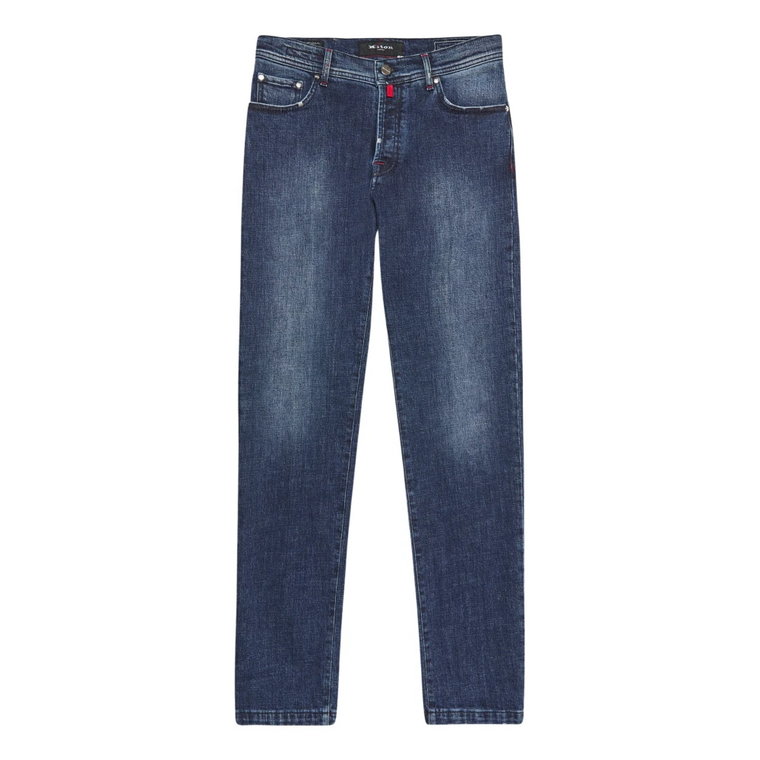 Niebieskie Slim Fit Jeans z Kukurydzą Kiton