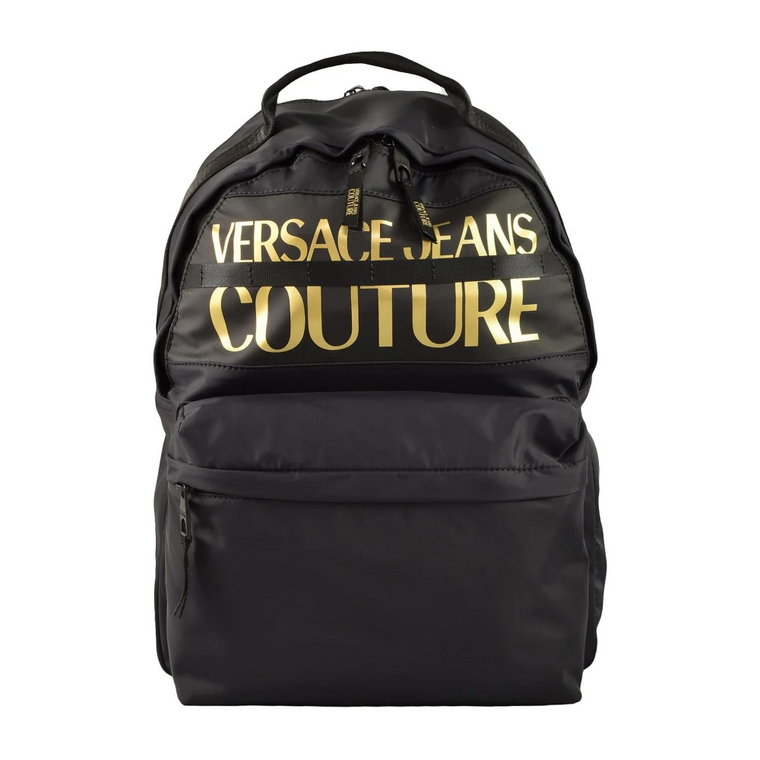 Czarno-Srebrny Plecak z Poduszką Sygnowaną Versace Jeans Couture