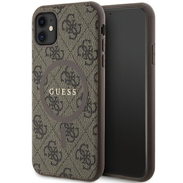 Guess GUHMN61G4GFRW iPhone 11 6.1" / Xr brązowy/brown hardcase 4G Collection Leather Metal Logo MagSafe