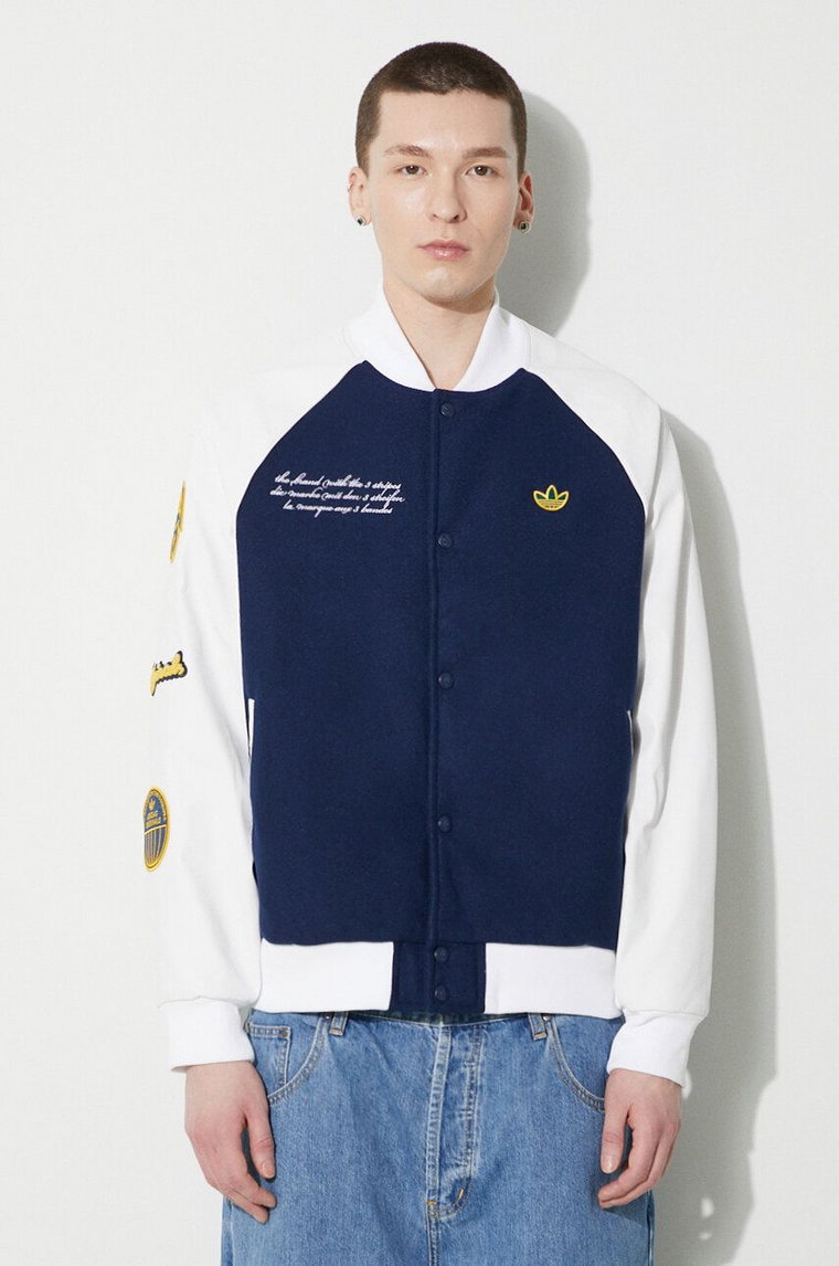 adidas Originals kurtka bomber męski kolor granatowy przejściowa oversize IS2926