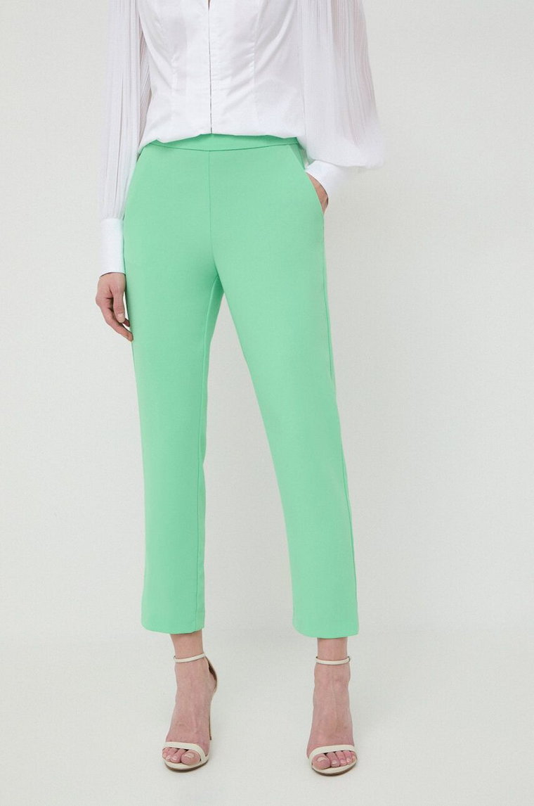 Pinko spodnie damskie kolor zielony proste high waist 102861.7624