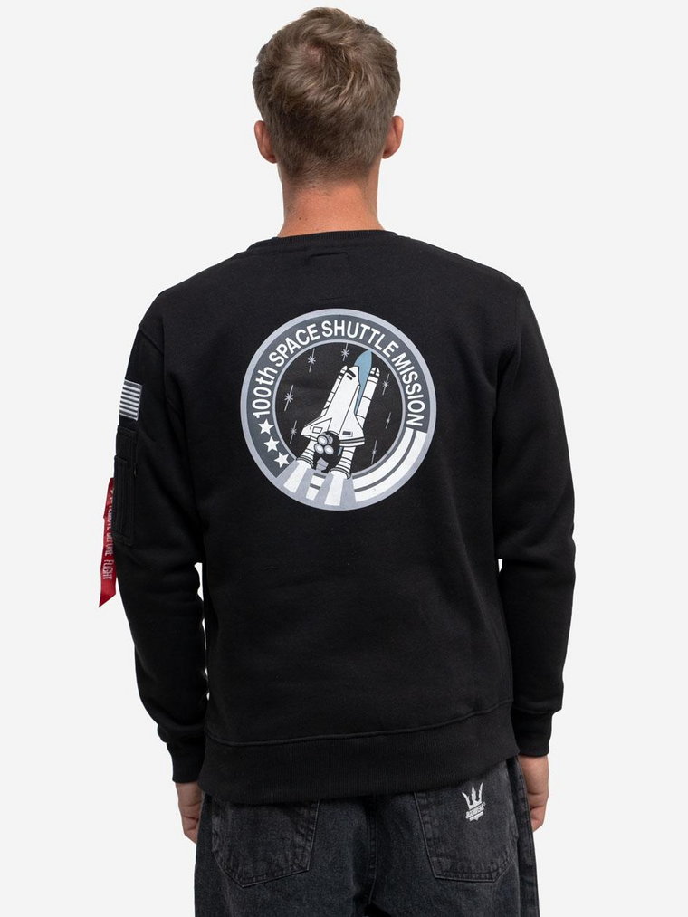 Bluza Bez Kaptura Męska Czarna Alpha Industries Space Shuttle