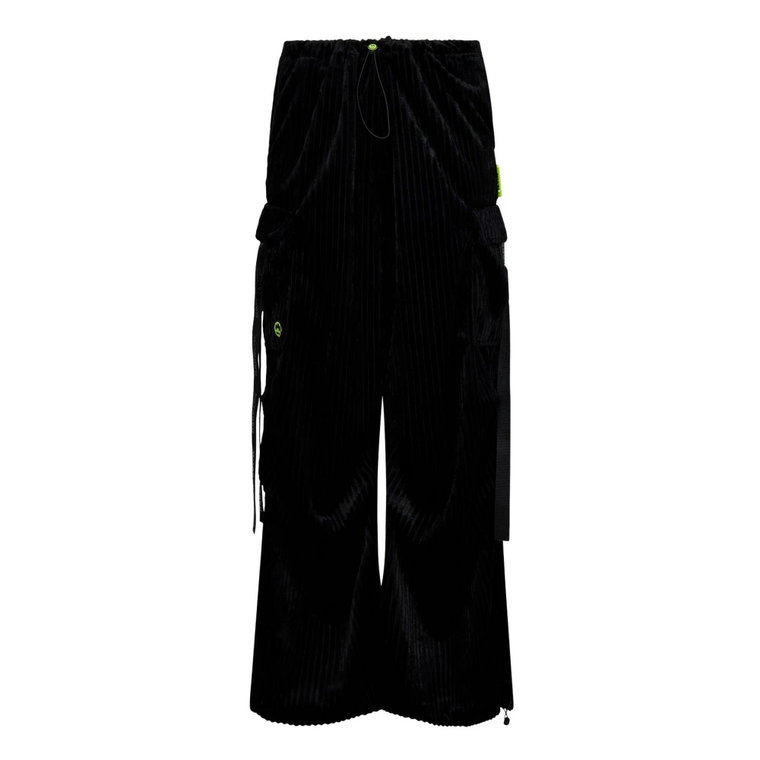 Czarne spodnie z szerokimi nogawkami z sztruksu Barrow