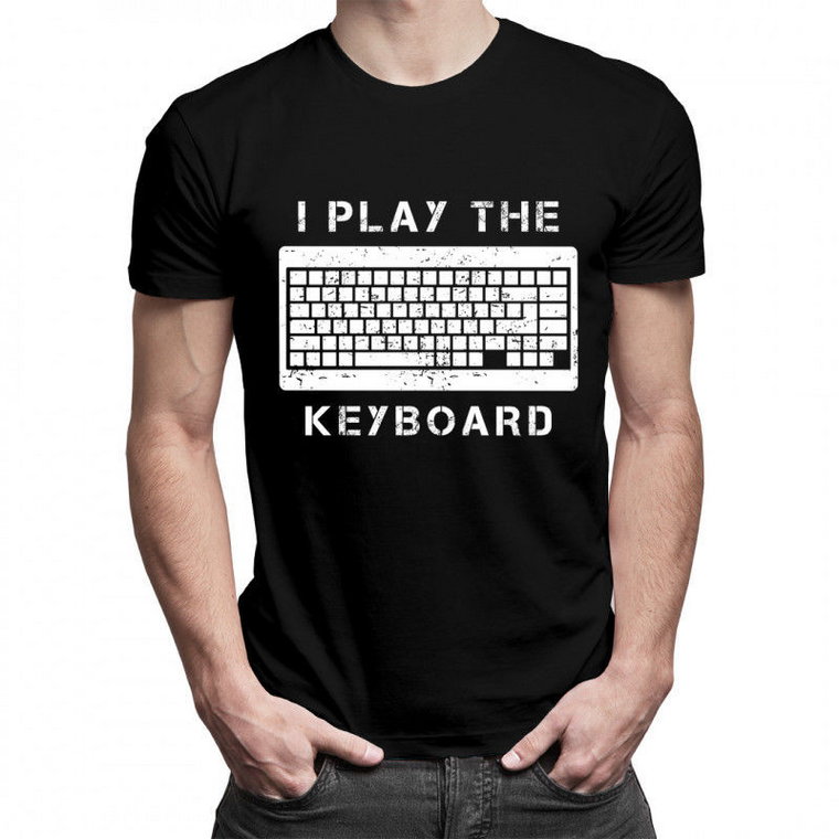 I play the keyboard - męska koszulka z nadrukiem