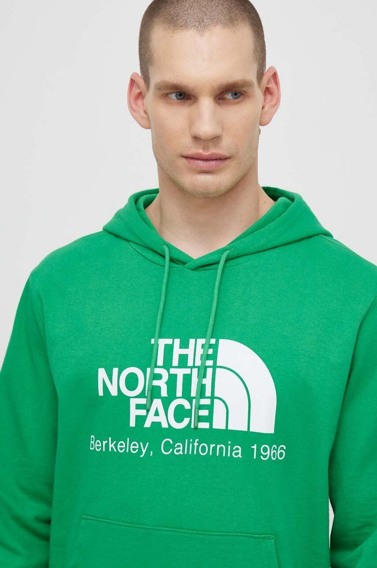 The North Face bluza bawełniana M Berkeley California Hoodie męska kolor zielony z kapturem z nadrukiem NF0A55GFPO81