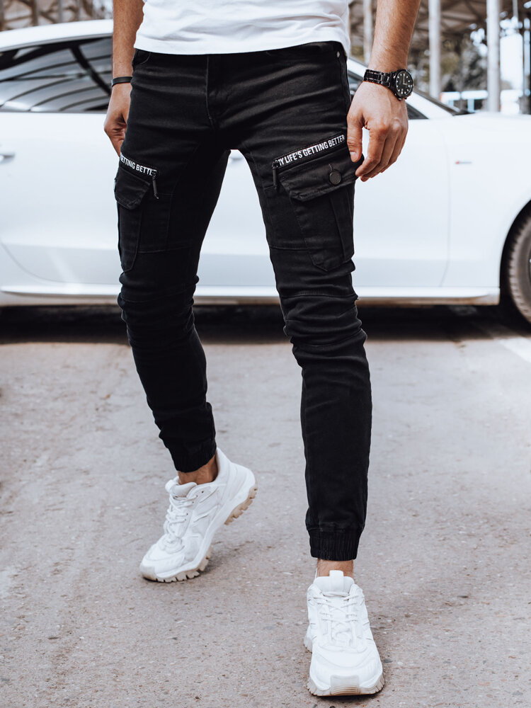 Spodnie męskie jeansowe bojówki czarne Dstreet UX4359
