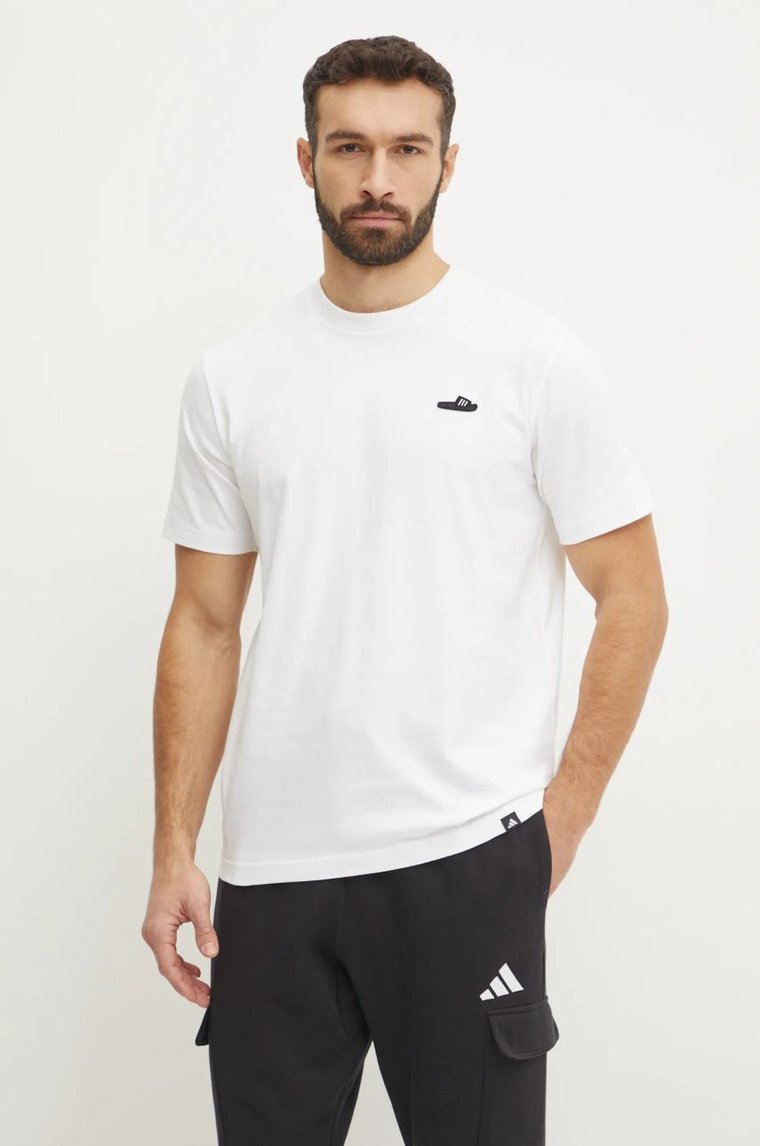 adidas t-shirt bawełniany M L SLIDE TEE męski kolor beżowy z aplikacją JJ4002