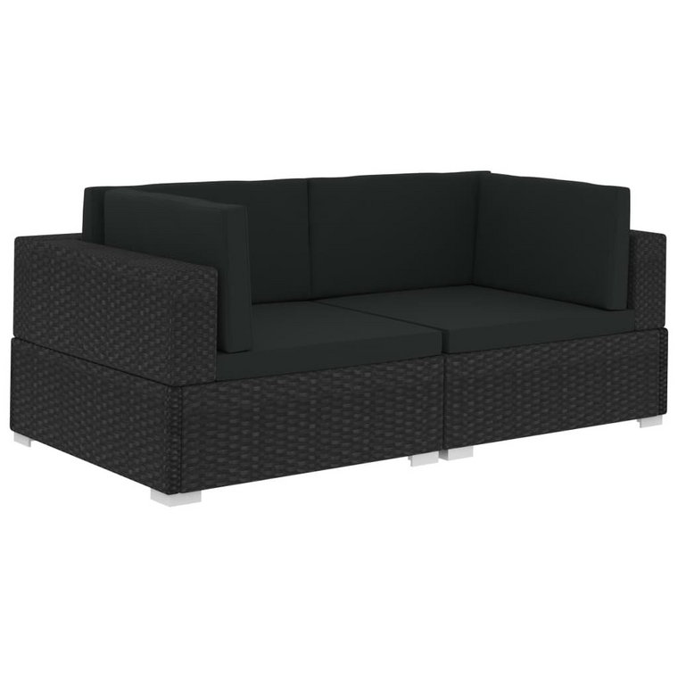 Narożna sofa rattanowa czarna 70x70x54 cm