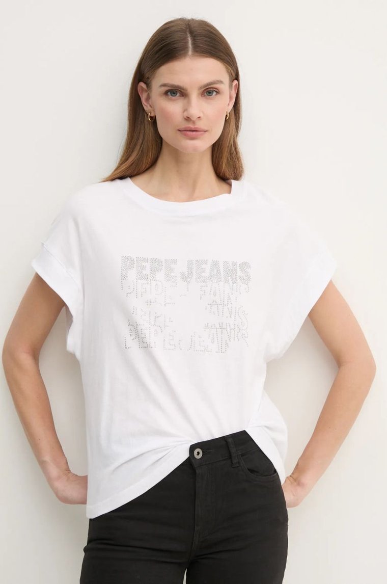 Pepe Jeans t-shirt bawełniany LIRA damski kolor biały PL505996