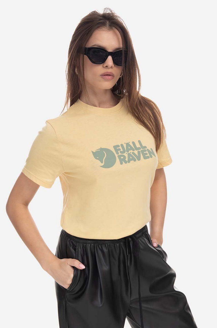 Fjallraven t-shirt Fjallraven Logo Tee kolor żółty z nadrukiem F87146.133-133