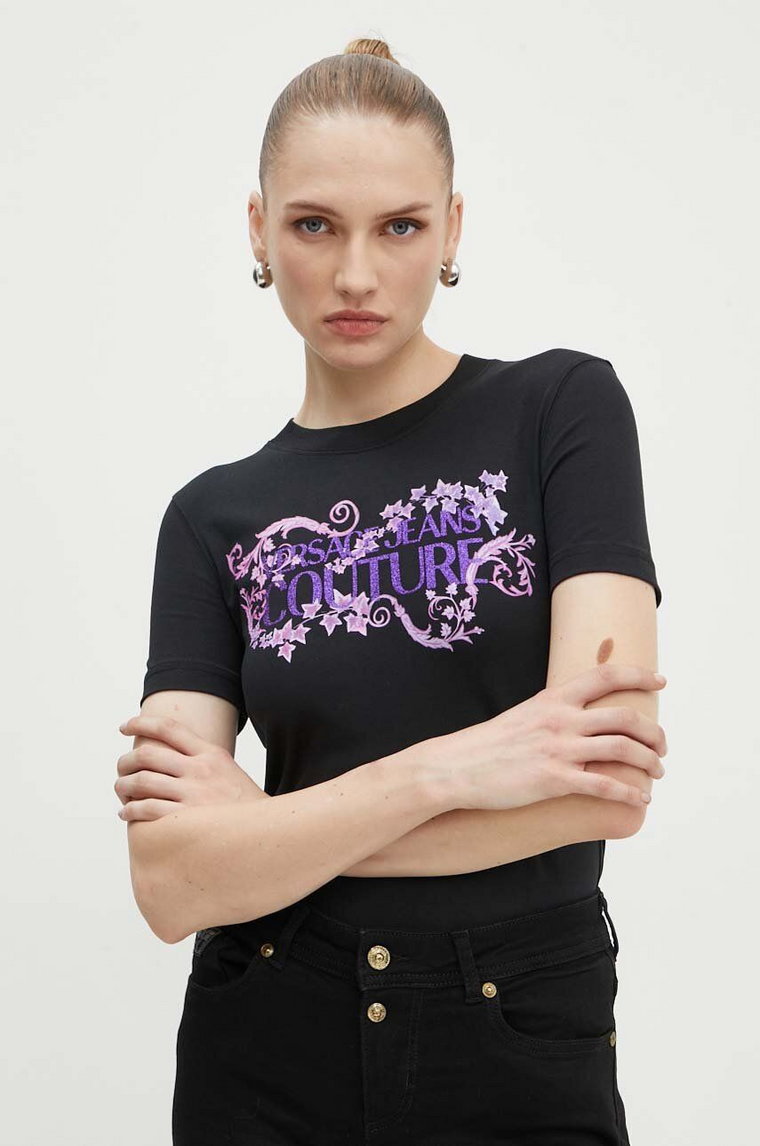 Versace Jeans Couture t-shirt damski kolor czarny 77HAHE06 CJ02E