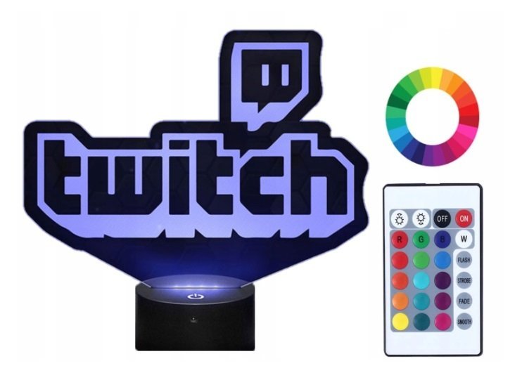 Lampka Nocna 3D LED Twitch Logo Grawer Imię