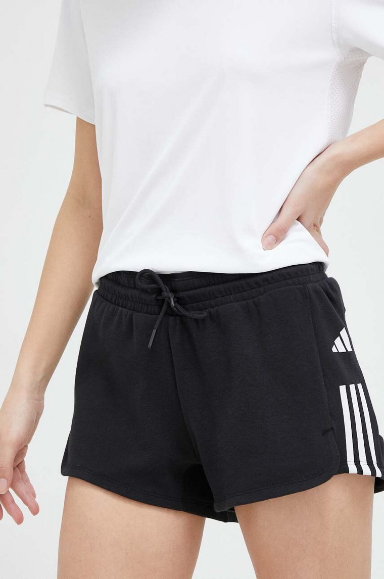 adidas Performance szorty treningowe Training Essentials kolor czarny z nadrukiem medium waist