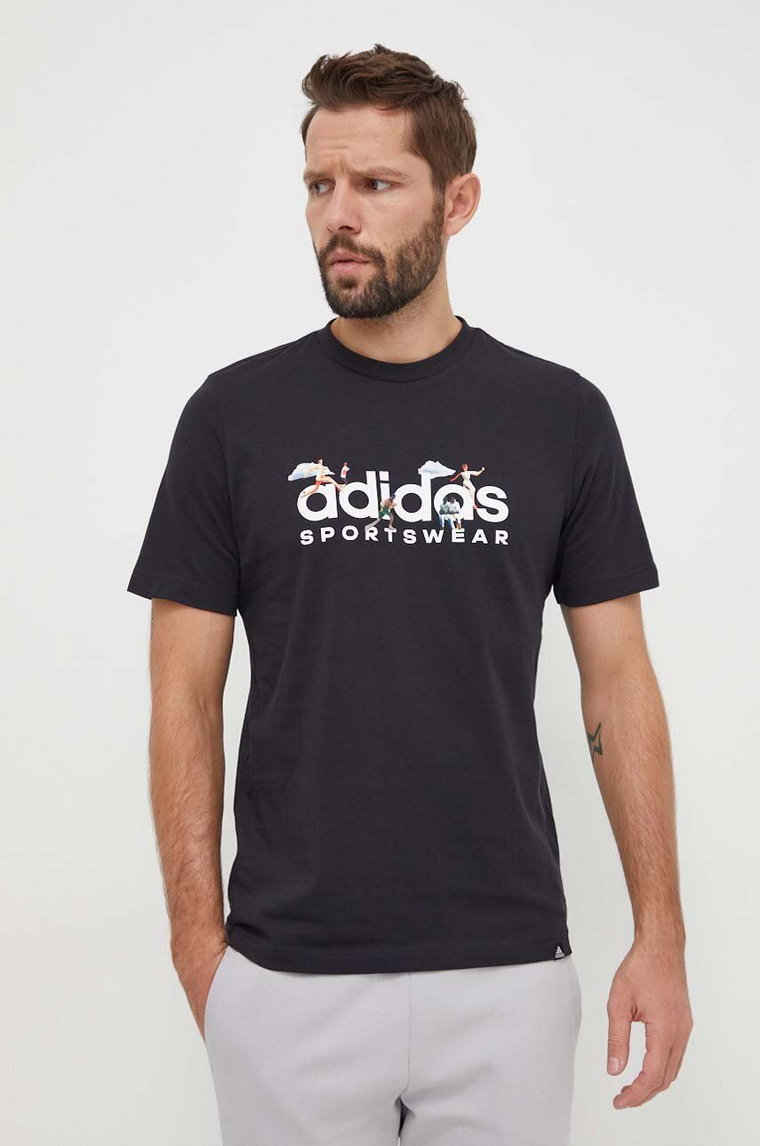 adidas t-shirt bawełniany męski kolor czarny z nadrukiem IS2863