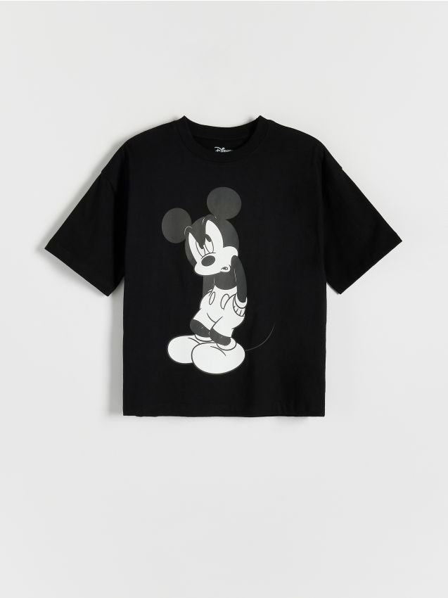 Reserved - T-shirt oversize Mickey Mouse - czarny