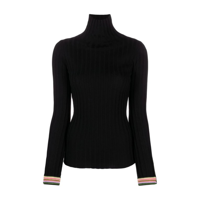 Czarny sweter z paskami z wełny Etro