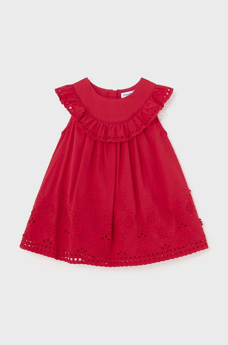 Mayoral sukienka bawełniana niemowlęca kolor czerwony mini rozkloszowana