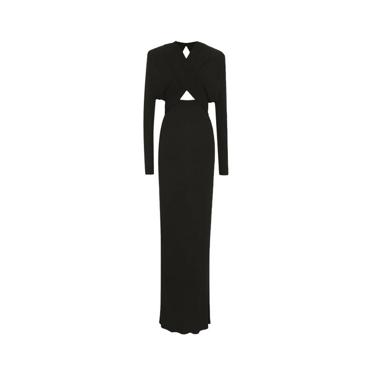 Czarna Sukienka na Imprezę z Wycięciami Ss23 Saint Laurent