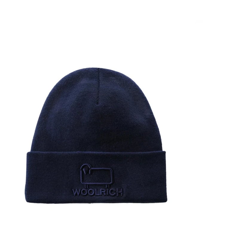 Niebieska Bawełna Wełna Beanie Woolrich