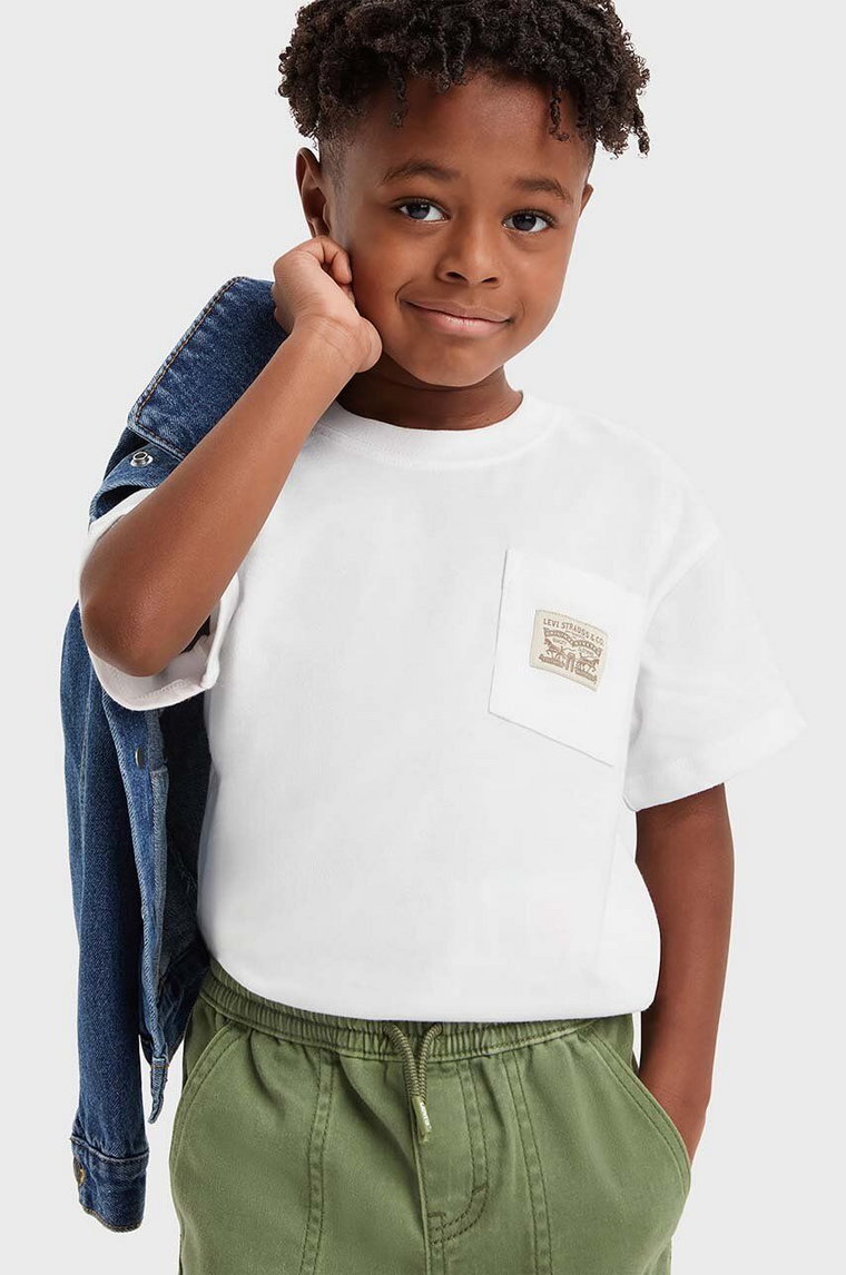 Levi's t-shirt dziecięcy kolor biały z nadrukiem