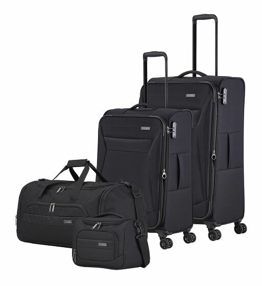 Travelite Chios 4 kółka Zestaw walizek 4-części z plisą rozprężną schwarz