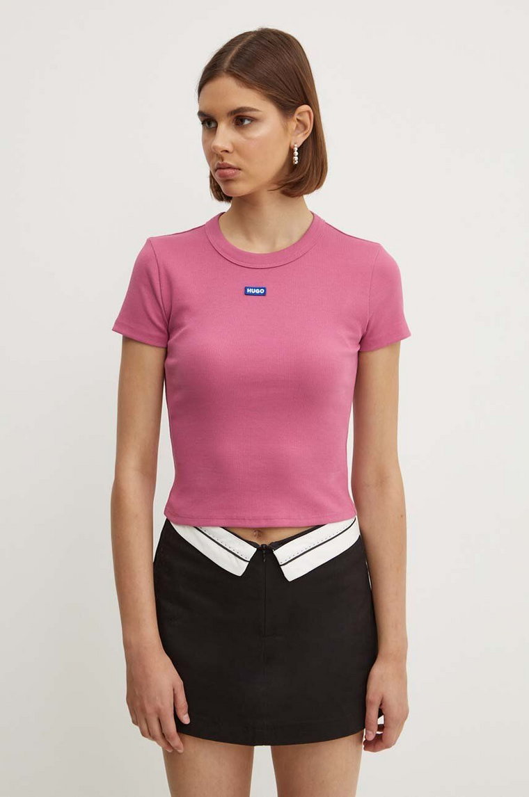 Hugo Blue t-shirt damski kolor różowy 50510749