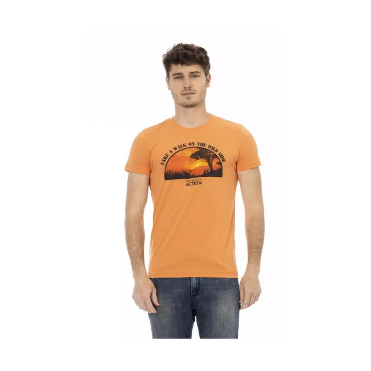 Pomarańczowy Bawełniany T-shirt dla Mężczyzn Trussardi
