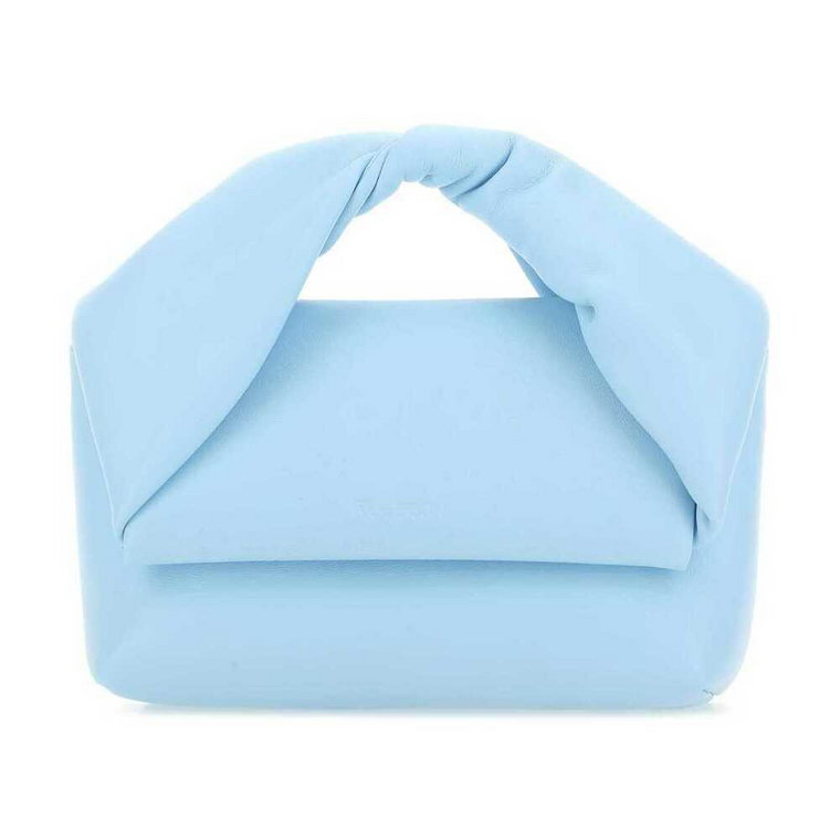 Elegancka jasnoniebieska skórzana torebka midi Twister JW Anderson