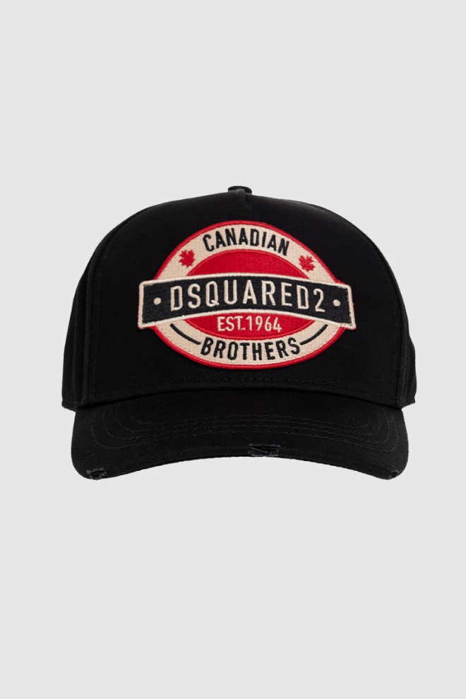 DSQUARED2 Czarna czapka bejsbolówka z naszywką