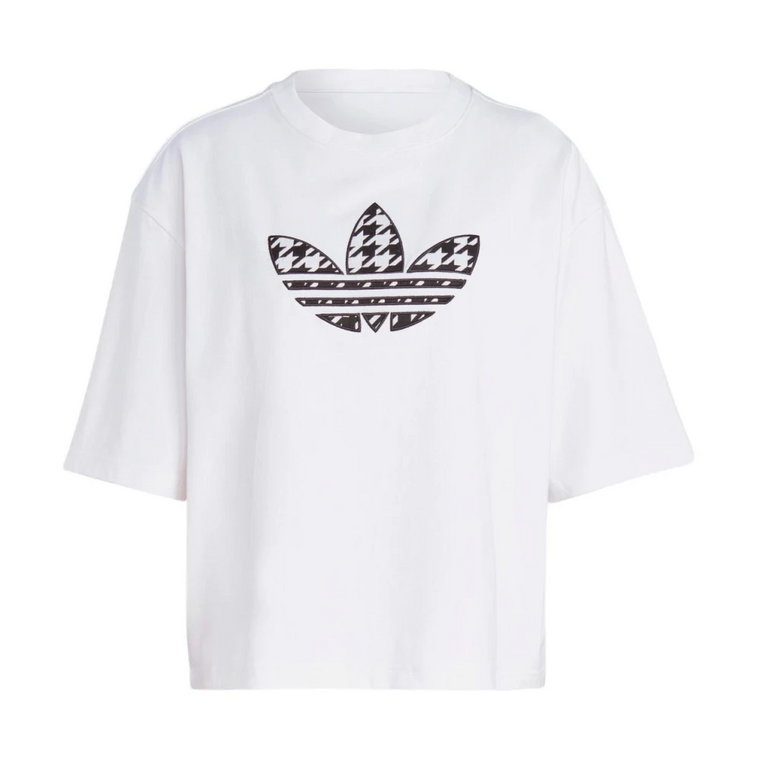 Biały Damski T-shirt z Nadrukiem Adidas