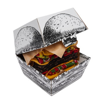 Zestaw 2 par wysokich skarpet unisex RAINBOW SOCKS - Tasty Burger Brązowy Kolorowy