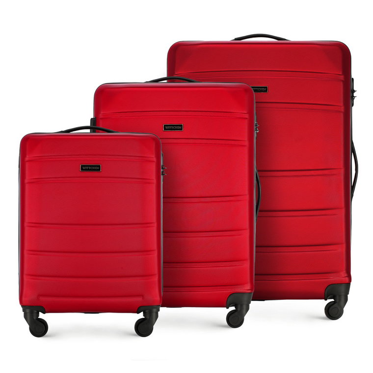 Zestaw walizek z ABS-u żłobionych czerwony