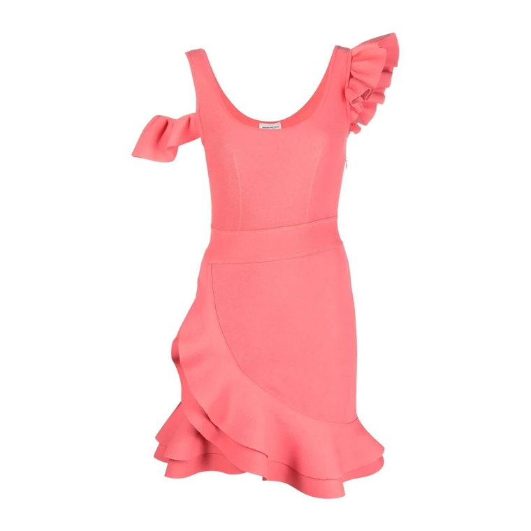 Różowa Sukienka z Falbanami Alexander McQueen