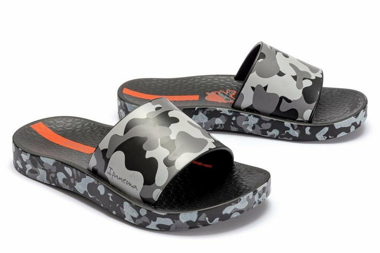 IPANEMA 26325 URBAN SLIDE KIDS 21020 black/grey, klapki dziecięce, rozmiary: 28-36