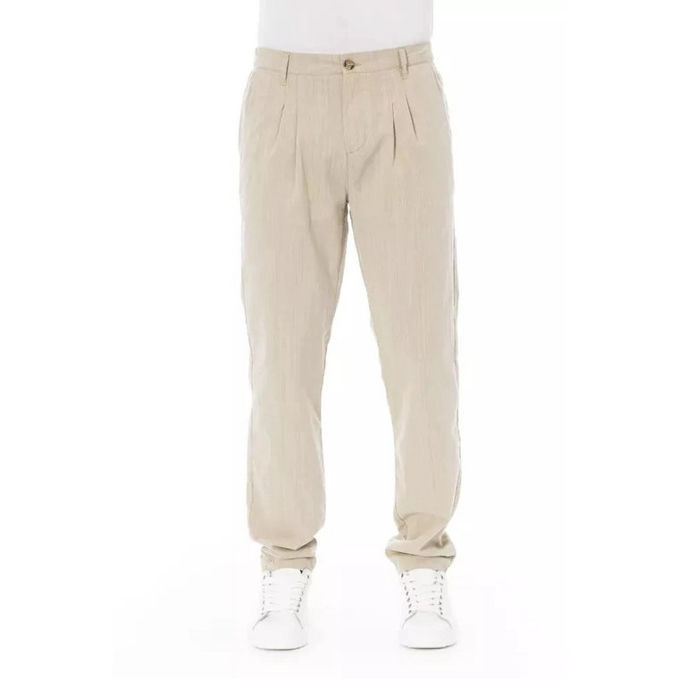 Trend Beżowe Bawełniane Spodnie Jeansowe Baldinini