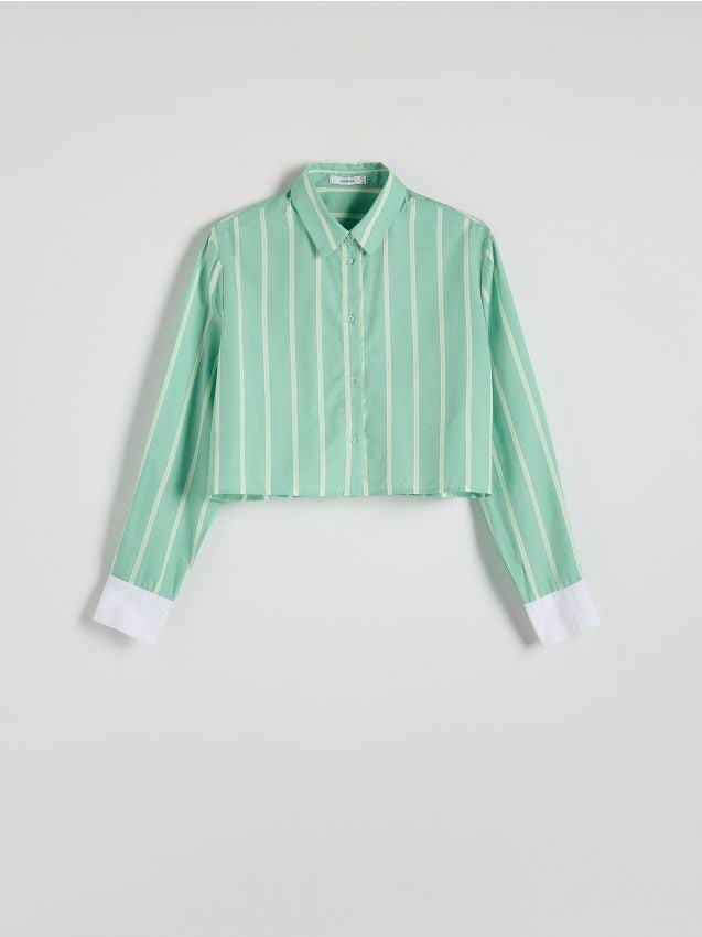 Reserved - Krótka koszula z lyocellem - jasnozielony