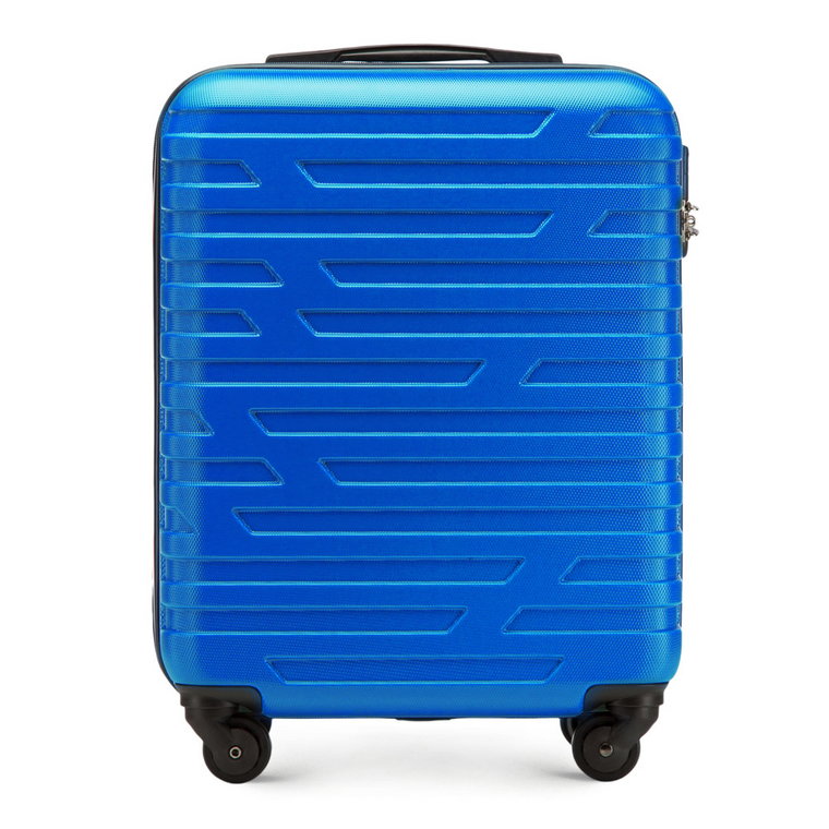 Walizka kabinowa z ABS-u w geometryczny deseń niebieska