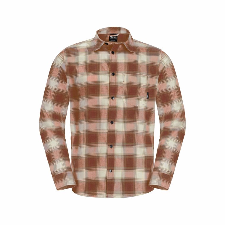 Męska koszula flanelowa Jack Wolfskin WANDERWEG SHIRT M intense rust - XXL