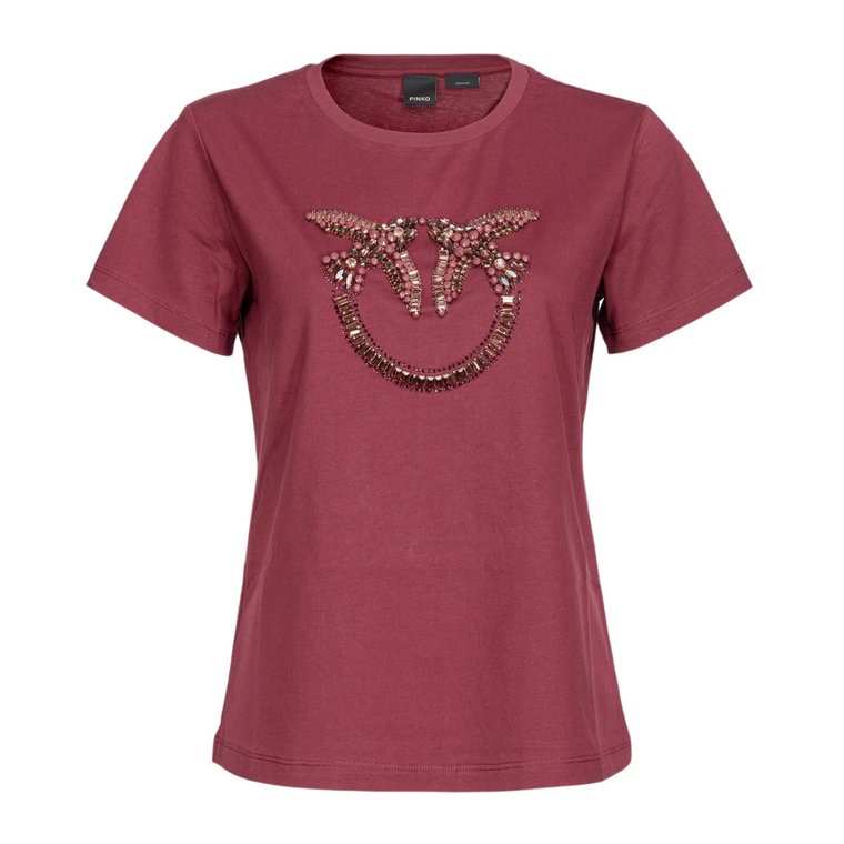 T-shirt z haftem Love Birds Pinko