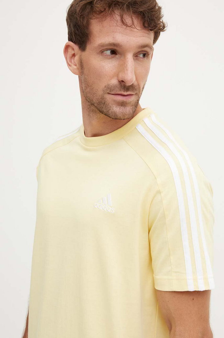 adidas t-shirt bawełniany Essentials męski kolor żółty gładki IX0159