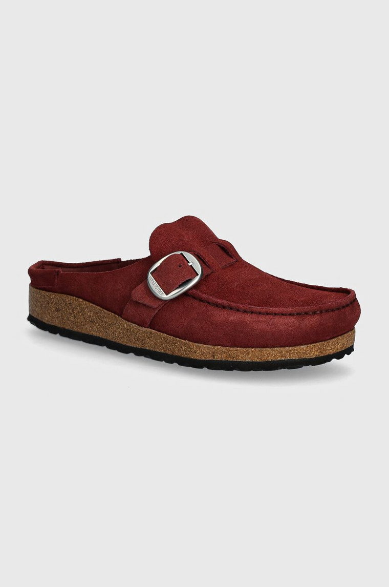 Birkenstock klapki zamszowe Buckley LEVE damskie kolor bordowy 1027990